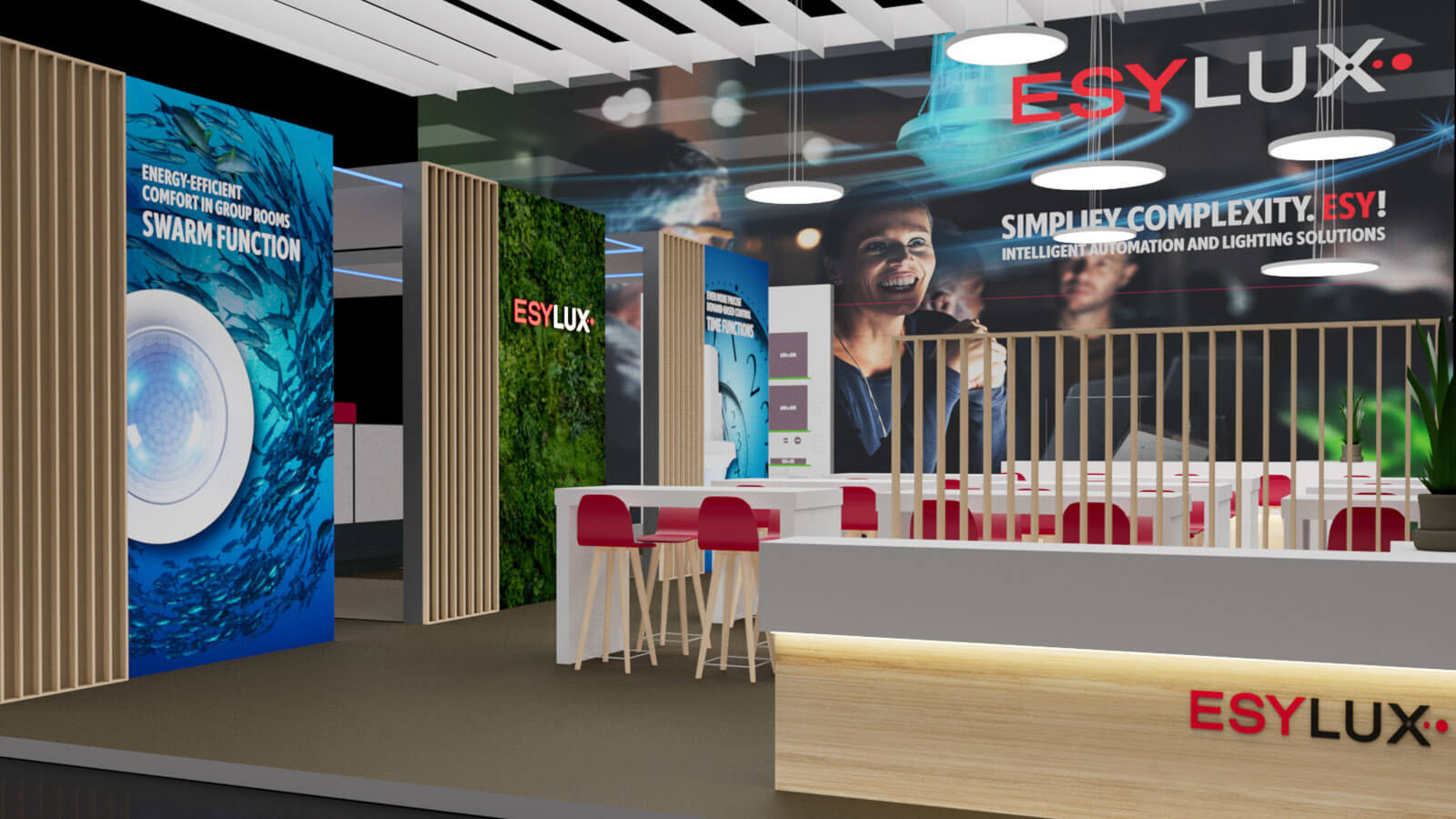 Das Bild zeigt den Messestand von Esylux für die Light & Building 2026.