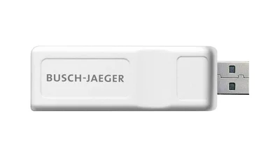 Das Bild zeigt einen weißen Busch-free@home® Alarm-Stick.