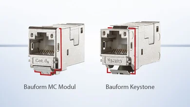 2 Stecker mit unterschiedlichen Einbauschnitten in der Einzeldarstellung vor hellem Hintergrund