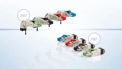 Stecker aus Metall mit verschiedenen Farbmarkierungen, die unterschiedliche Winkel anzeigen.