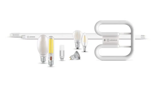 Das Bild zeigt eine Zusammenstellung der LEDVANCE-Leuchtmittel.