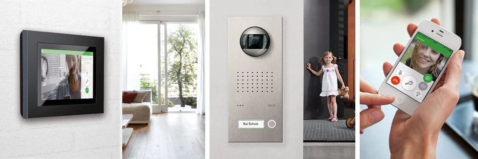 Das Bild ist dreigeteilt. Der erste Bildteil zeigt eine Hand, die mit Hilfe eines Gerätes Strom misst. Im zweiten Teil halten zwei Hände ein Smartphone. Das Display des Smartphones zeigt eine Smart Home- Anwendung. Der dritte Teilzeigt eine Hand in einem Schaltkasten. zweiten 