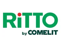RITTO by Comelit Logo in grüner Schrift mit rotem Punkt über dem „i“ auf hellem Hintergrund.