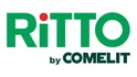 RITTO by Comelit Logo in grüner Schrift mit rotem Punkt über dem „i“ auf hellem Hintergrund.