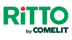 RITTO by Comelit Logo in grüner Schrift mit rotem Punkt über dem „i“ auf hellem Hintergrund.