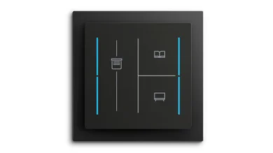 Das Bild zeigt ein schwarzes Busch-Trevion® Keypad.