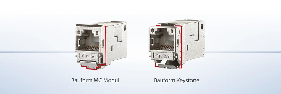 2 Stecker mit unterschiedlichen Einbauschnitten in der Einzeldarstellung vor hellem Hintergrund.