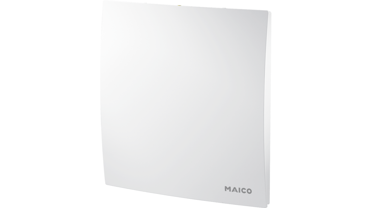 Das Bild zeigt eine flache, weiße Abdeckung für eine Lüftung. Der Bildhintergrund ist weiß.