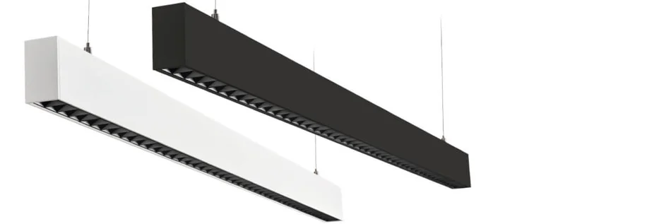 2 Inspire Hängeleuchten in schwarz und weiß von SG-Leuchten vor weißem Hintergrund.