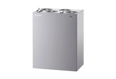 Lüftungsgerät der Serie WS170 in Silber vor weißem Hintergrund.